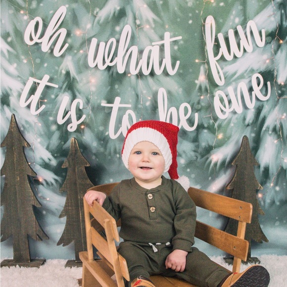 1st Birthday Oh What Fun It Is To Be One White Christmas Holiday Banner - Picture 1 of 3
